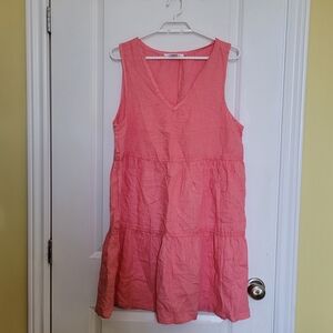 Lucky Brand dress pink linen waterfall skirt feminine girlhoodcore sleeveless